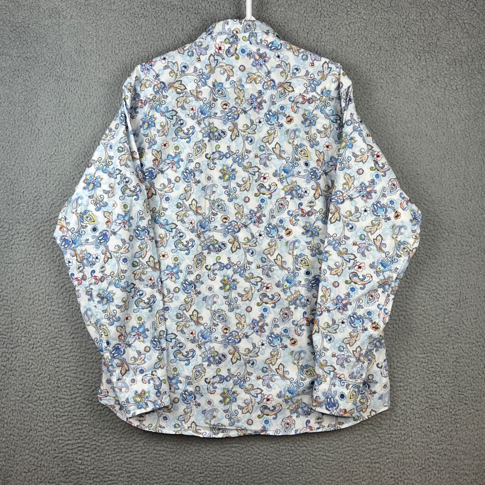 J Lawrence Khakis of Carmel Mens XL white Paisley AOP Floral Cotton Shirt Italy - Picture 6 of 15